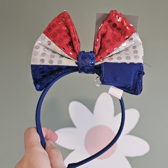 Bundle of 2 Spritz Sequin Patriotic Bow Headband - Red White Blue Light Up - Picture 3 of 5